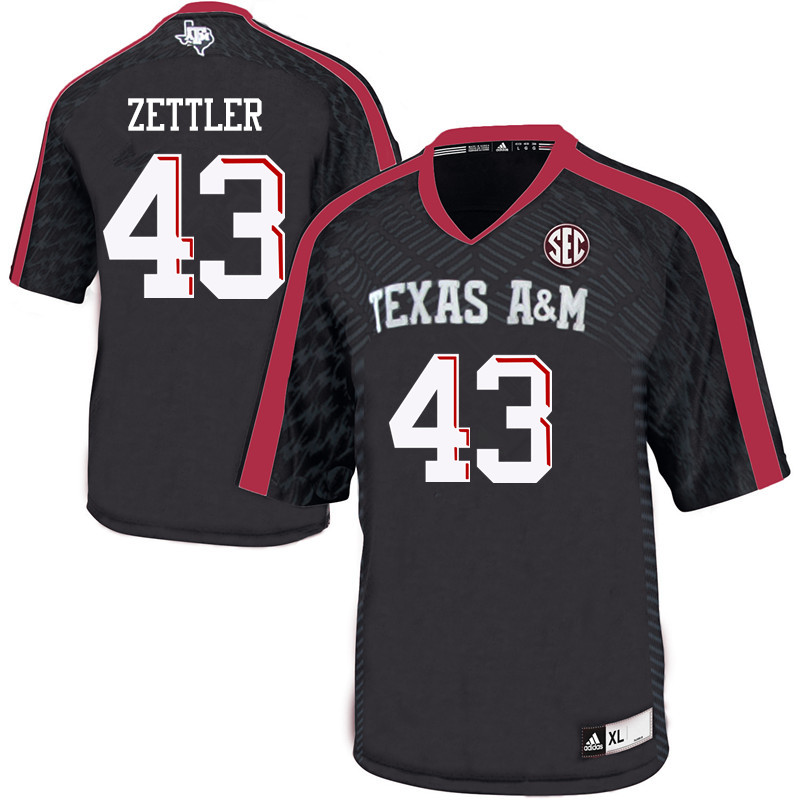 Men #43 Alex Zettler Texas A&M Aggies College Football Jerseys Sale-Black